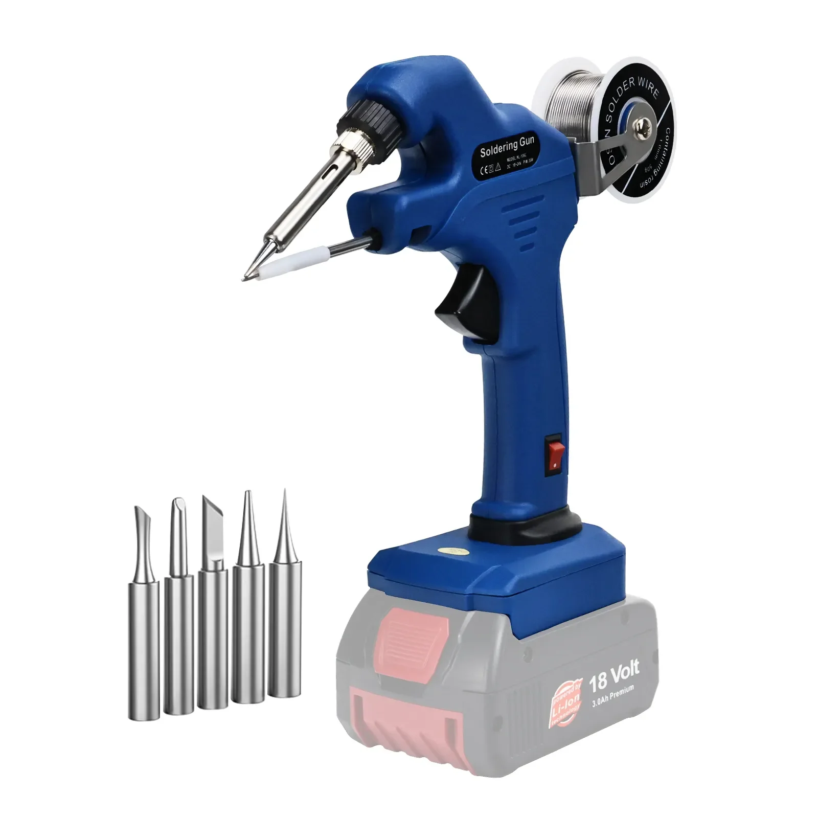 Cordless Solder Gun Electric Soldering Iron Kit with Ceramic Heater Portable Fast Welding Tools for Bosch 18V Li-ion Battery