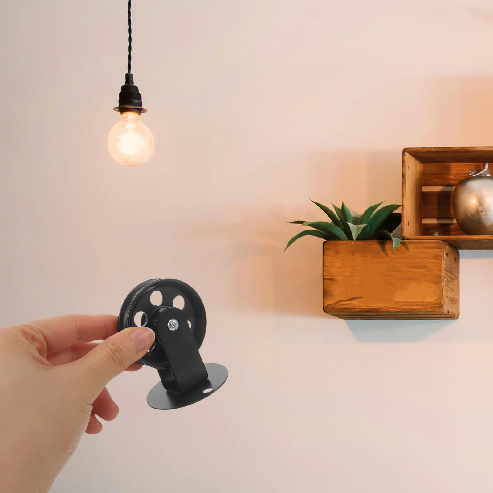 Décoration Murale Industrielle Poulie Vintage Fer Forgé - 7x7cm - Pour Lampe Suspendue DIY - Décoration Industrielle Poulie Décoration Murale Vintage