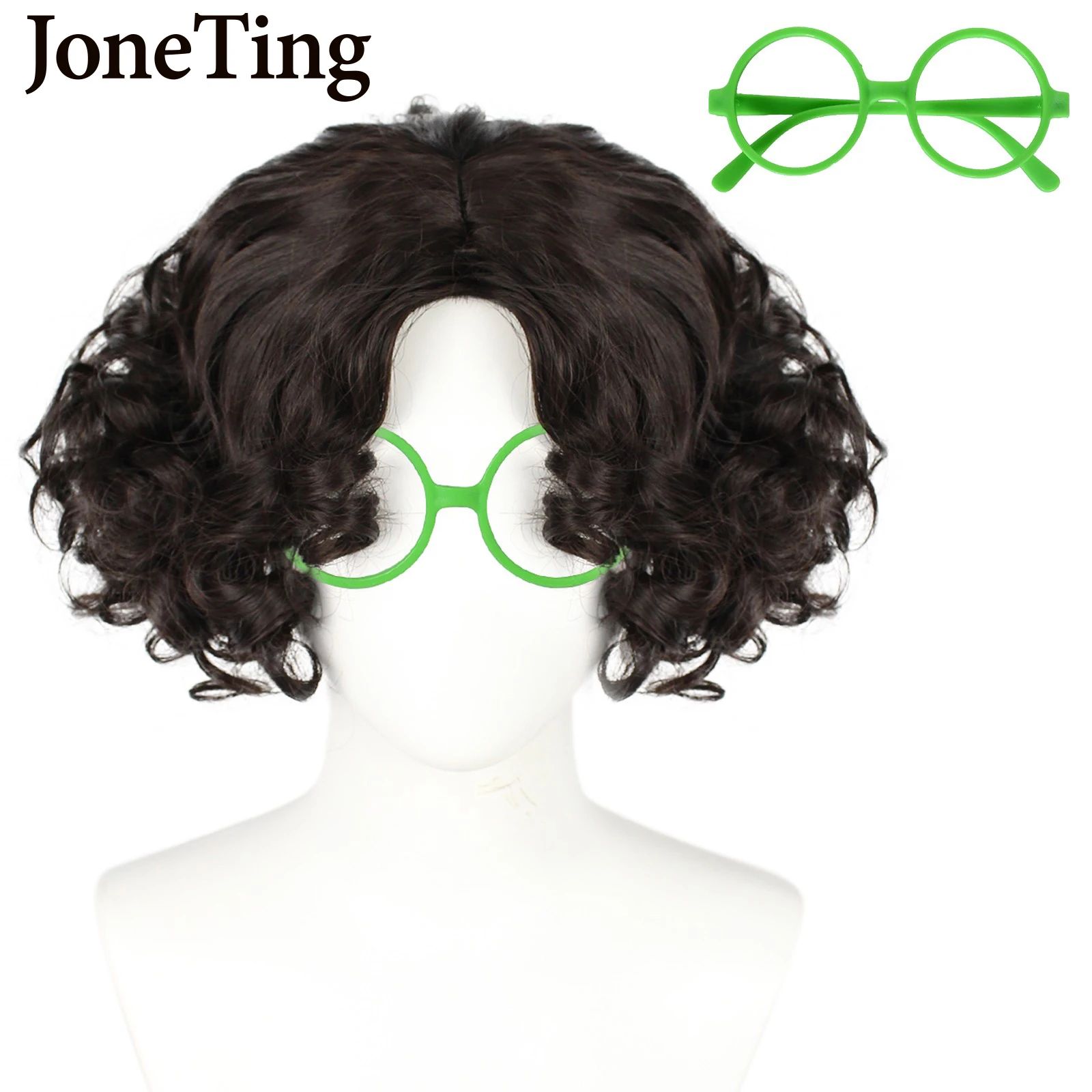 

JT Synthetic Mirabel Cosplay Wig Anime Movie ENCANTO Short Bob Black Curly Heat Resistant Fiber Wig Machine Made Halloween Party