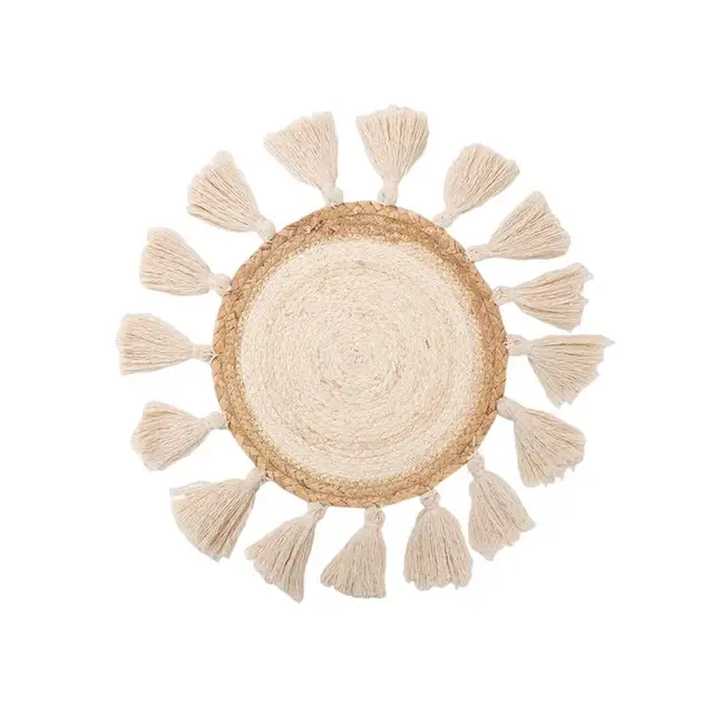 Szövött Fali Függő Kosár Kerek Bojt Ins Makrame Boho Fal Art Dekoráció Otthoni Hálószoba Gobelin