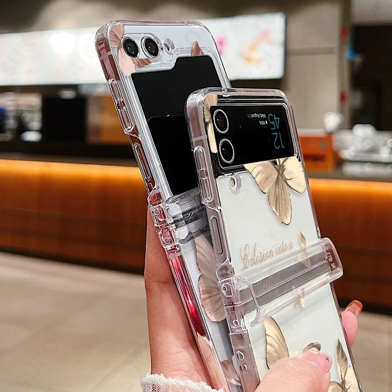 Butterfly Pattern Transparent Hard PC Folding Cover