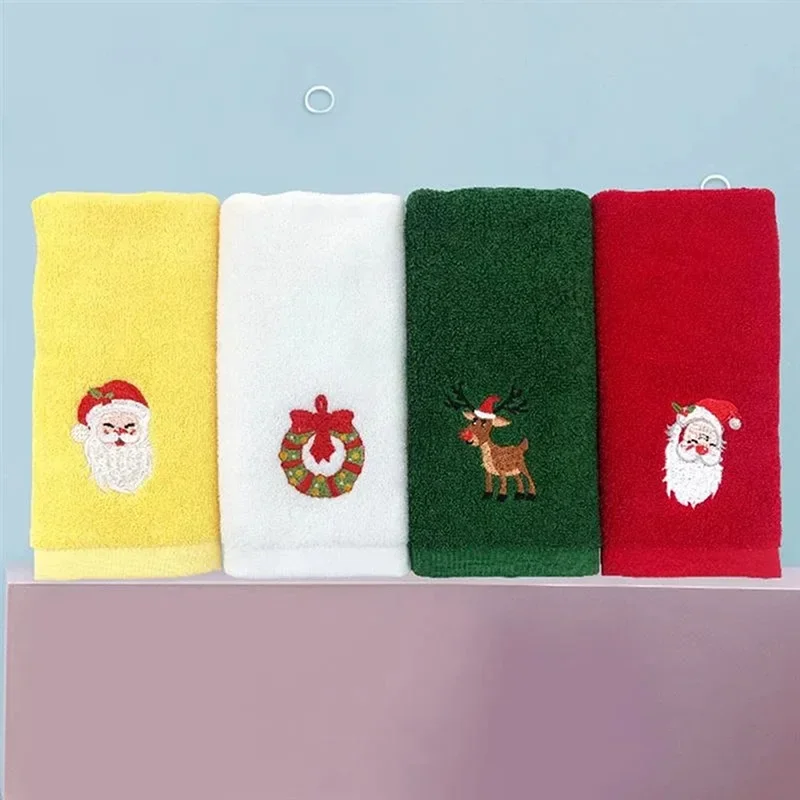 Unisex Cotton Christmas Innovative Towel Set Halloween Christmas Gifts Kitchen Hand Towel Embroidered Holiday Towels Bathroom
