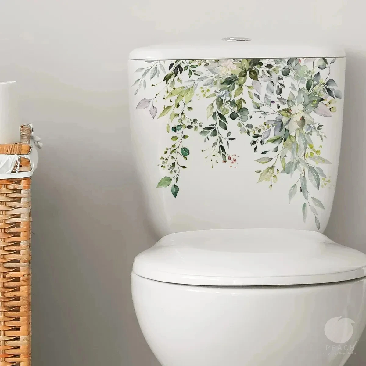 Green Plants Flowers Wall Sticker Bathroom Toilet Decor Decals Living Room Cabinet Home Decoration Self Adhesive Mural 1PCS wall sticker