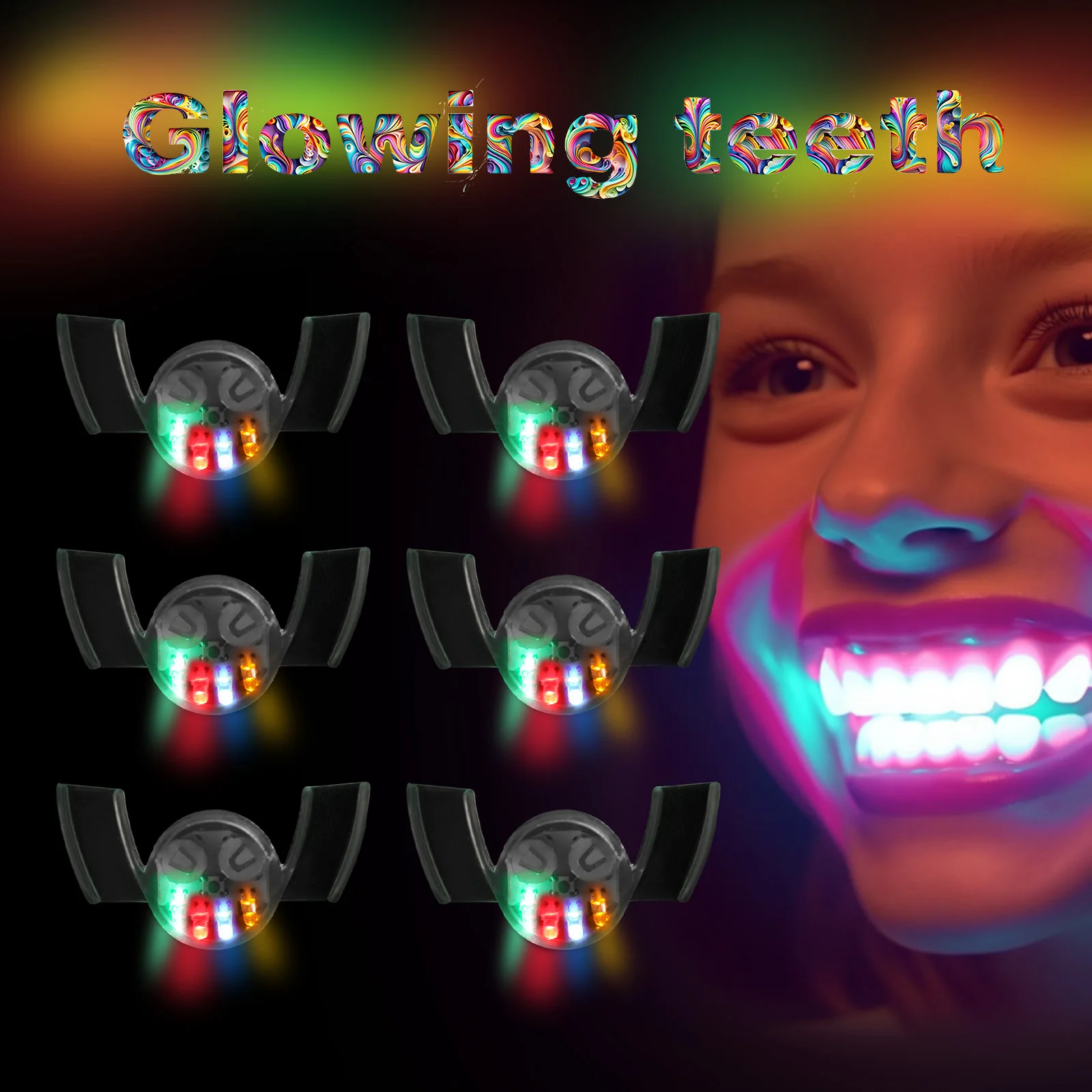 

Glowing LED Teeth Halloween Party Cosplay Decor Children Light-Up Toys Flashing Luminous Dentures Glow Party Supplies