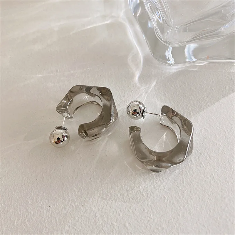 STANG Orecchini A Cerchio In Resina Trasparente A Forma Di C, Maxi Acrilico Geometrico, Per Donna, Regalo - 5