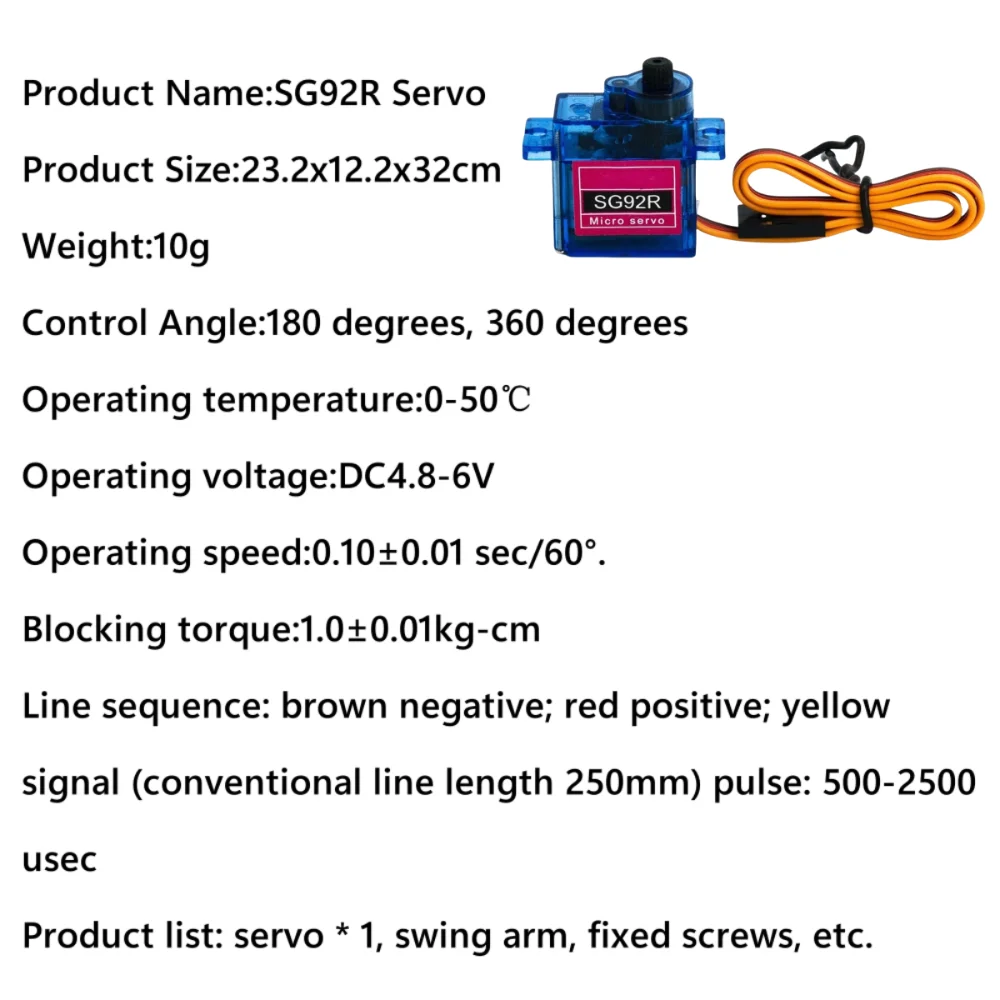 MG945 MG946R Metal Gear Servo Motor SG92R 180 360 Degree RC Vehicle Servmotor High Speed Model Airplane Motors RC Accessories