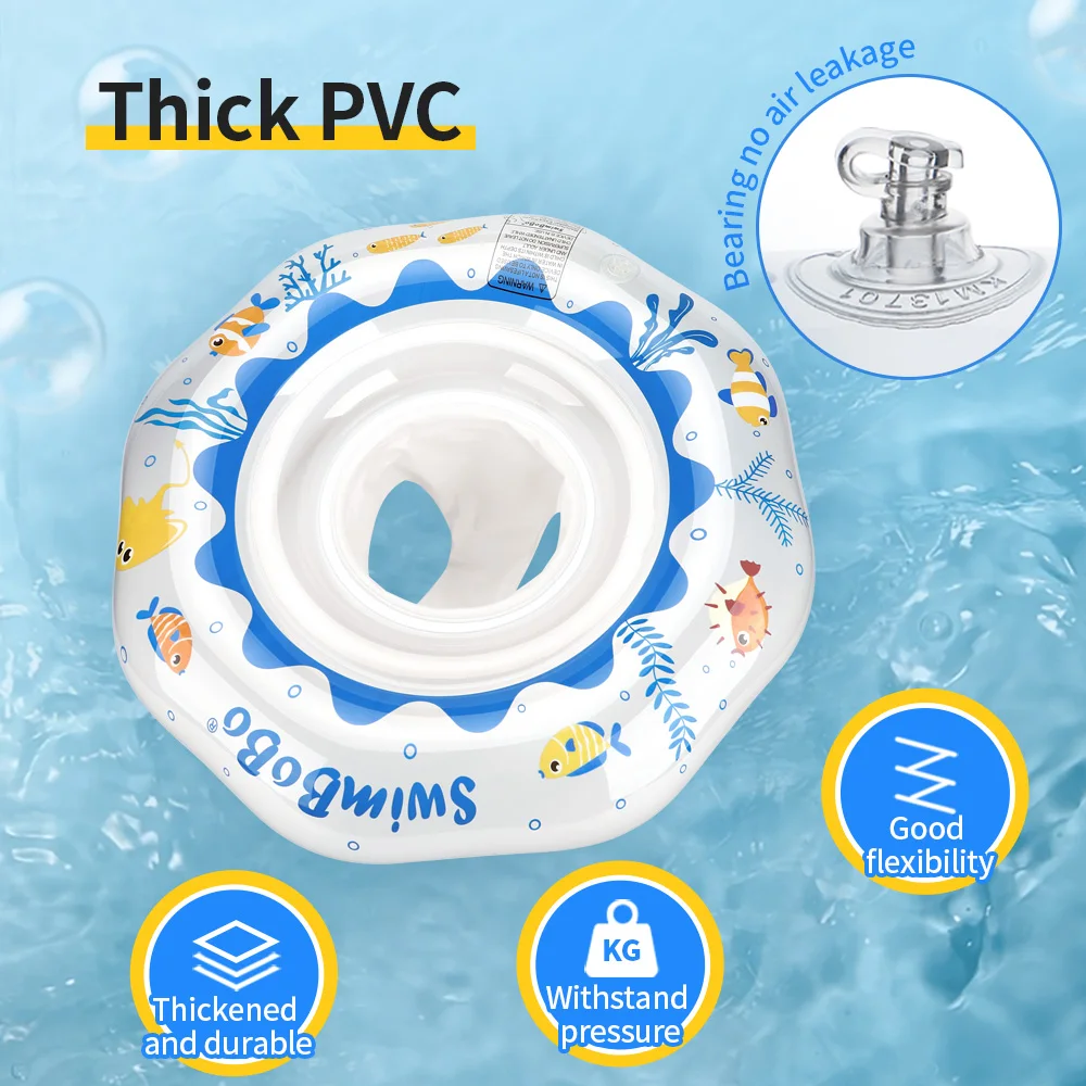 Swimbobo Cool Inflatable Swimming Seat Ring Water Toy Kids PVC White Chid Floats  For Summer Portable Blue Ocean Baby Float Ring 4
