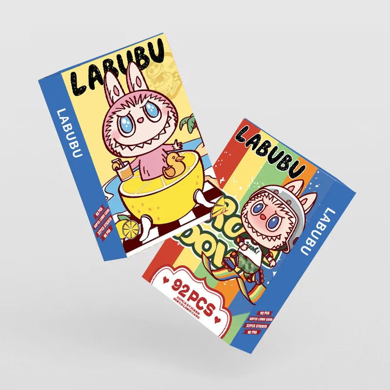 92Pcs Labubu Anime 홀로그램 LOMO 카드 - 팬 및 선물용 스티커가 포함된 귀여운 소장용 캐릭터 사진 카드