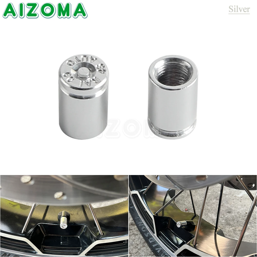 Universal Aluminum Wheel Tire Valve Caps - Waterproof Motorcycle Accessories (2 Pack)