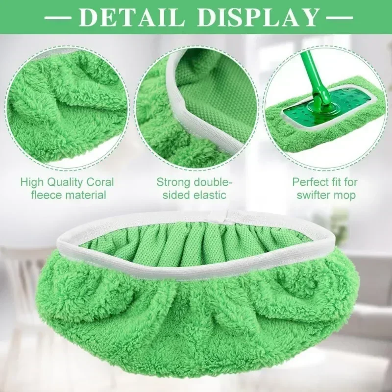 Microfiber Mop Pad Reusable Green Furniture Flooring Sweeper Wet & Dry Cleaning Cloths Washable Rag Towel