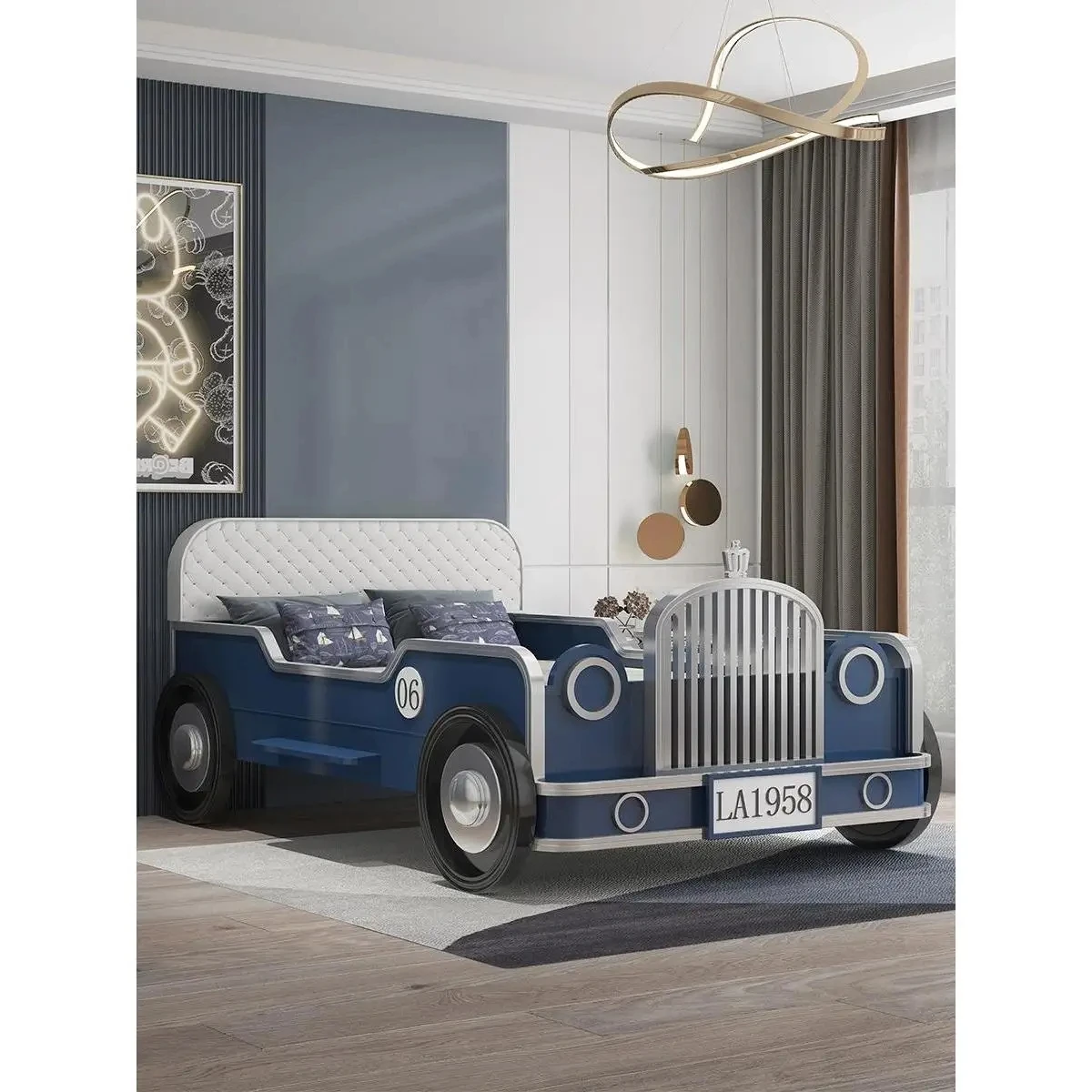 

Car bed single person solid wood furniture creative bed