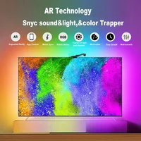 Rétro-éclairage LED pour Smart TV, avec caméra, pour écrans de 55 à 75 pouces, bande lumineuse RGBIC, synchronisation sur écran et musique, décoration de salle de jeu 3