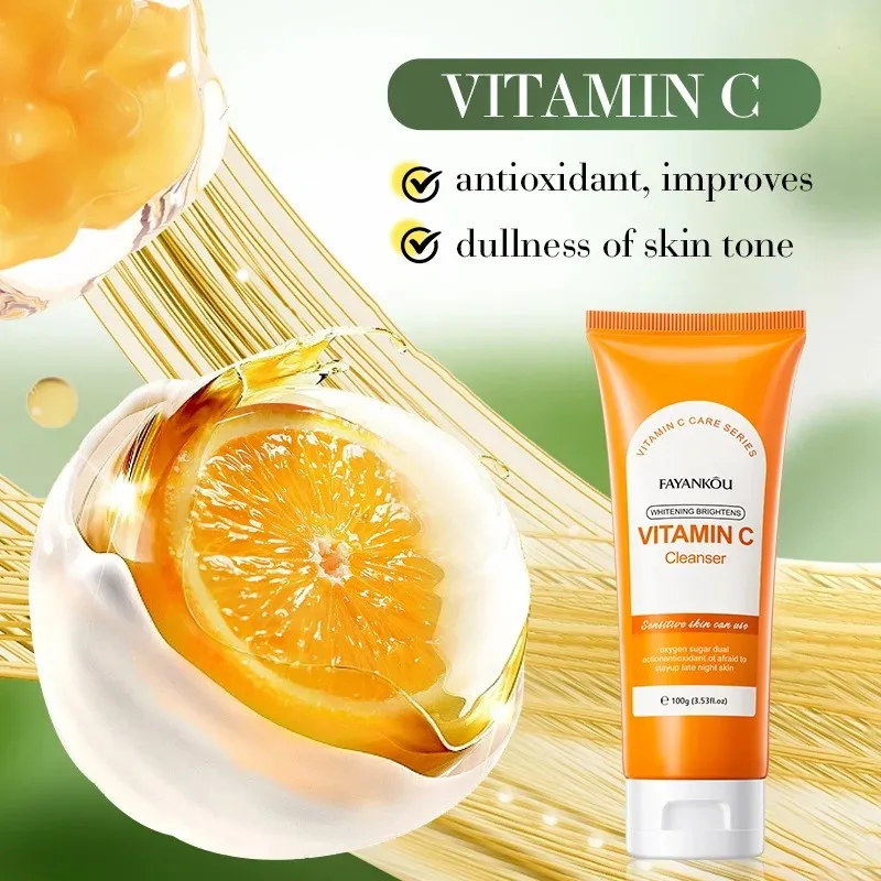 100g Vitamin C Facial Cleanser Face Wash Foam Cleanser Deep Cleansing Moisturizing Brightening Hydrating Skin Care Products 2