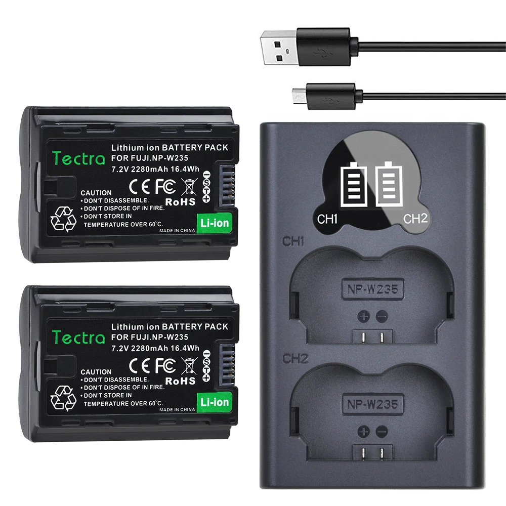 

2280mAh NP-W235 NPW235 Battery + LED Dual Charger for Fujifilm GFX 100S, X-T5, X-T4, VG-XT4 Camera