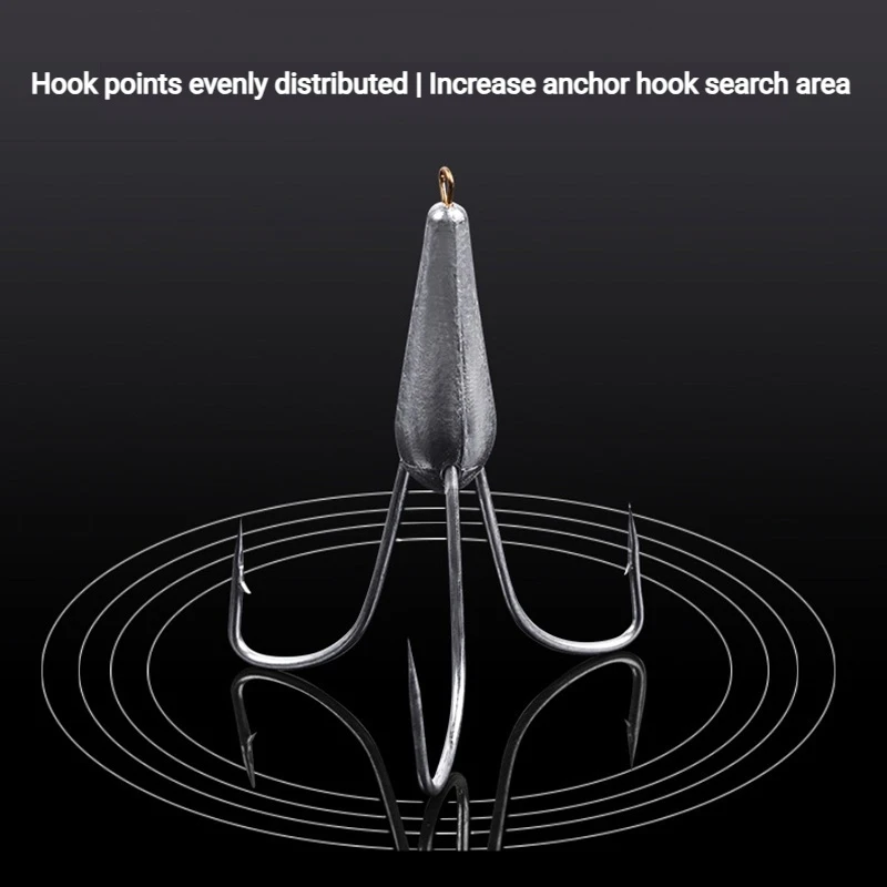 1PC Carbon Steel Triple Hook Replacement  Treble Fishing Hook Four Anchor Hooks For Trout Tuna SalmonSea Fishing Tackle