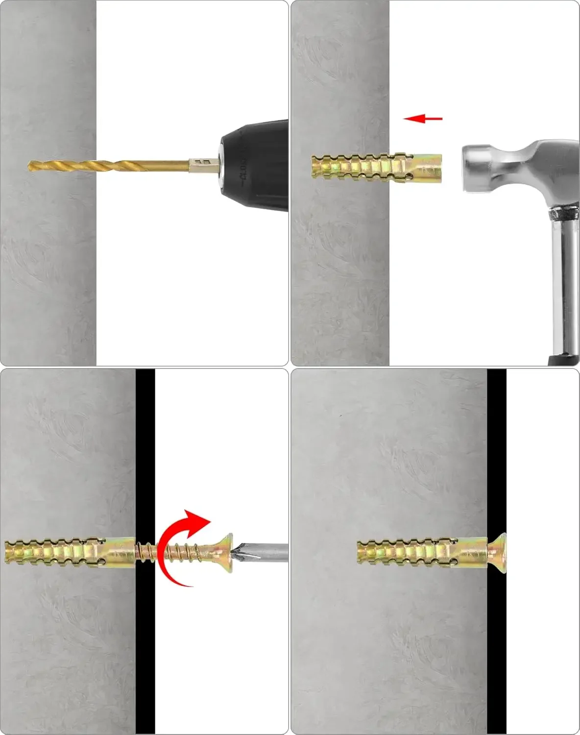 Steel Wall Anchor Heavy Duty with Screws Kit Metal Tube Expansion