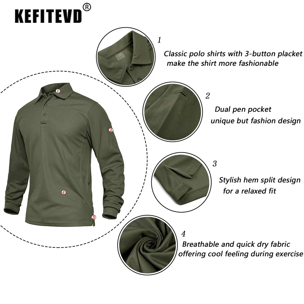 Mens T Shirts Fishing Shirts Men Long Sleeve Outdoor Polo Golf Hiking Camping Work