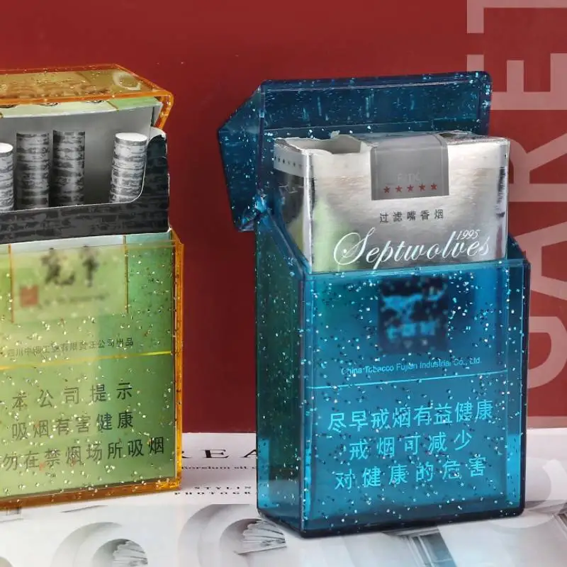 1pcs Plastic Clear Colour Cigarette Case Women Portable Transparent Cigarettes Storage Box Fits Smoking Enthusiasts Storage Boxs 2