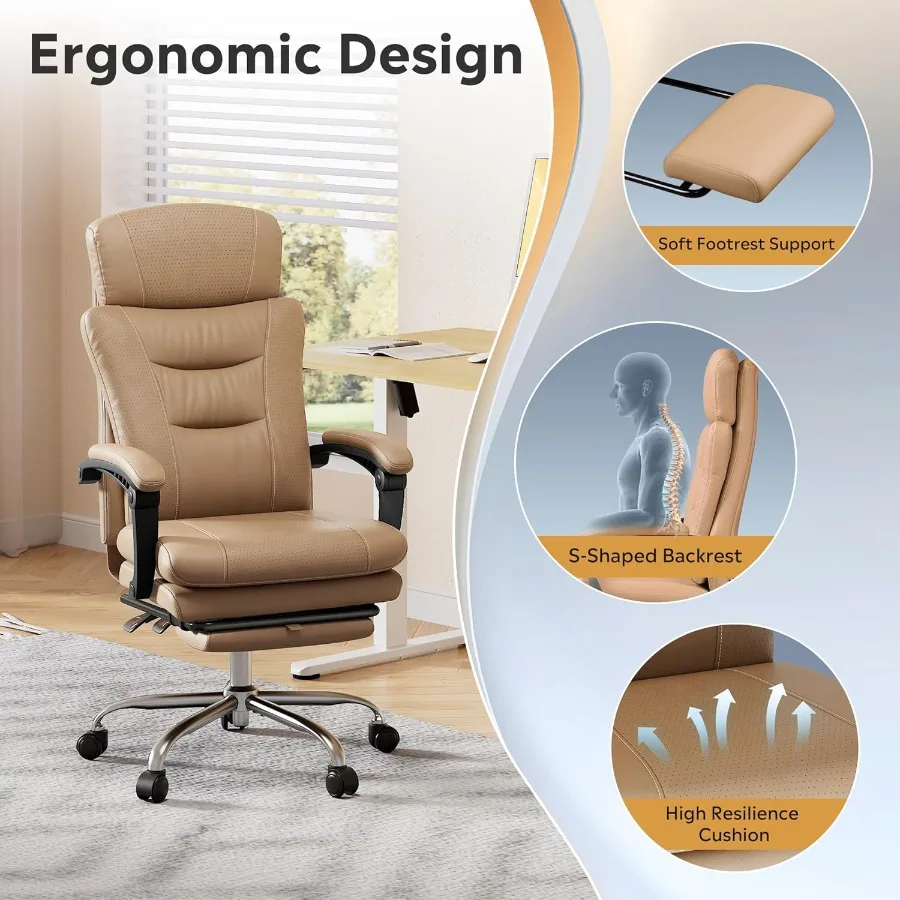 大きくて背が高く、300ポンドのハイバックデスクチェア結合レザー