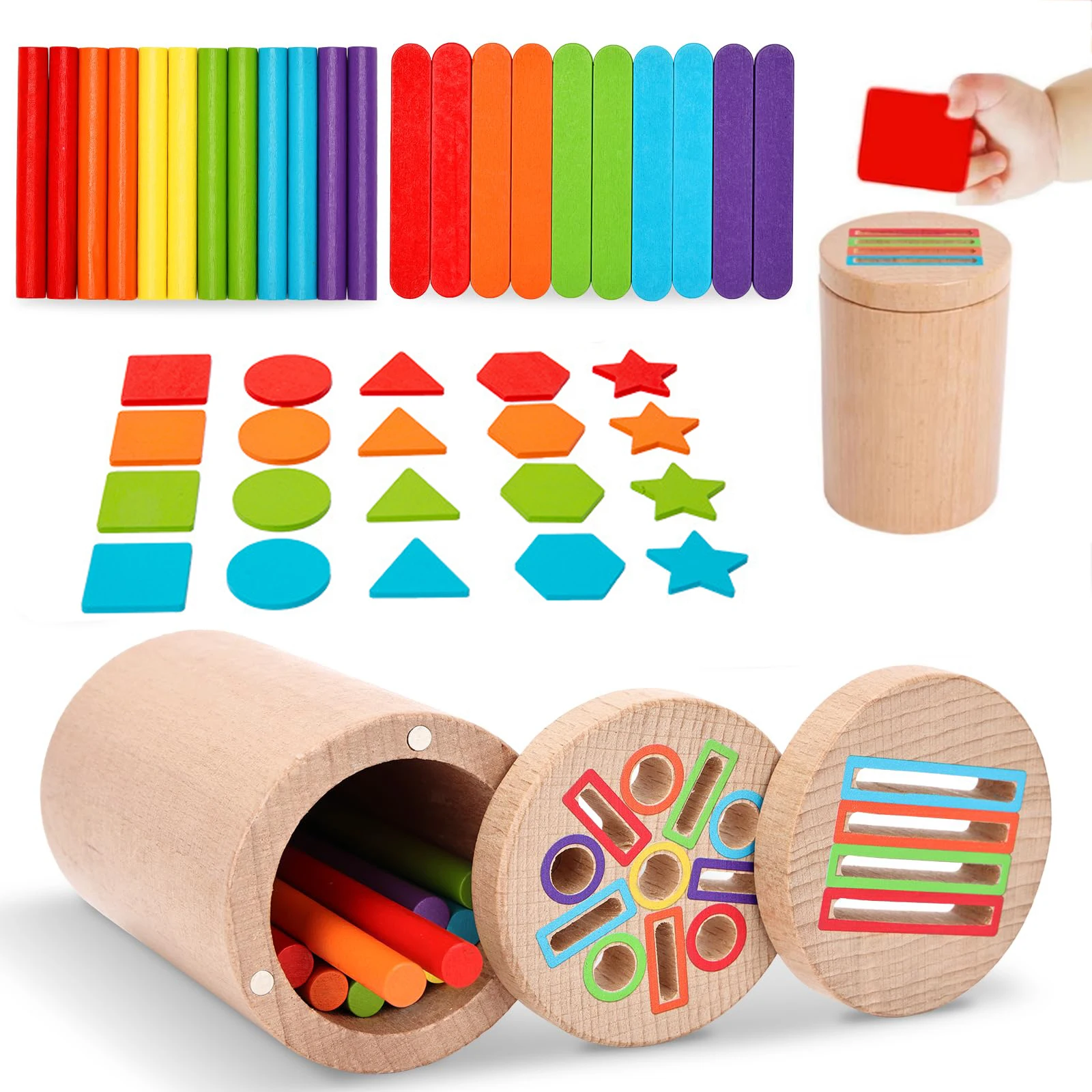 Wooden Color Sorting Sensory Toys Toddlers Montessori Educational Matching Game For Fine Motor Skills Developmental_voghion.com
