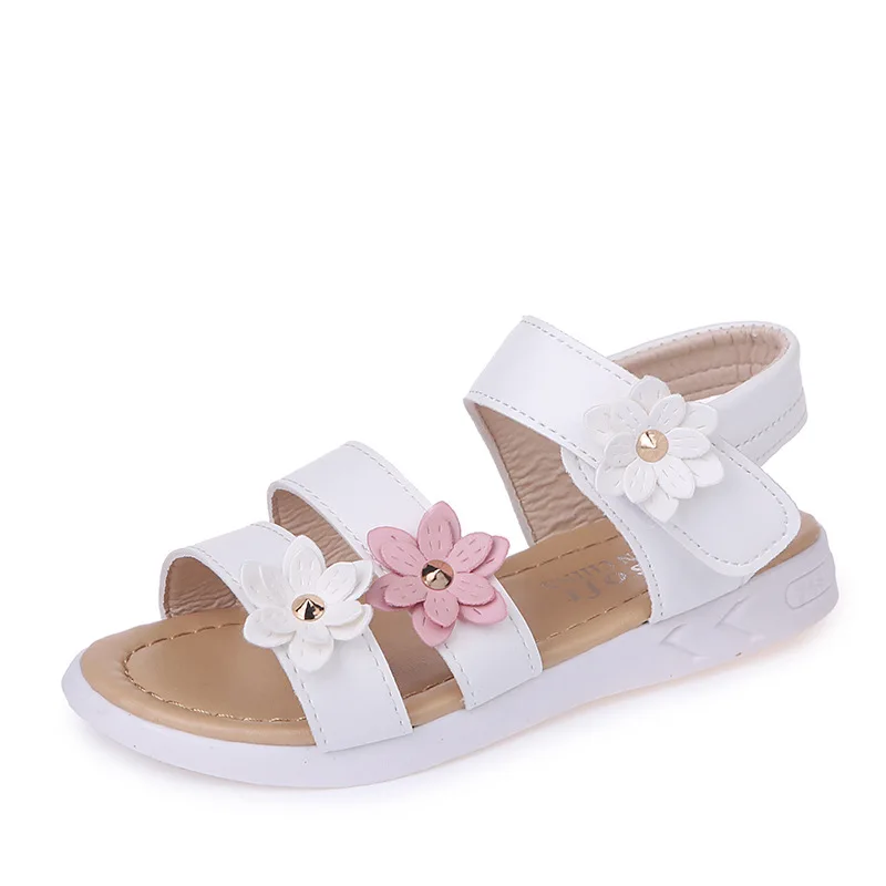 Girls Floral Sandals 2022 Summer Brand New Children Beach Shoes Kids School Sandals Toddlers Big Girl Princess Sweet 3 Flowers best leather shoes Children's Shoes