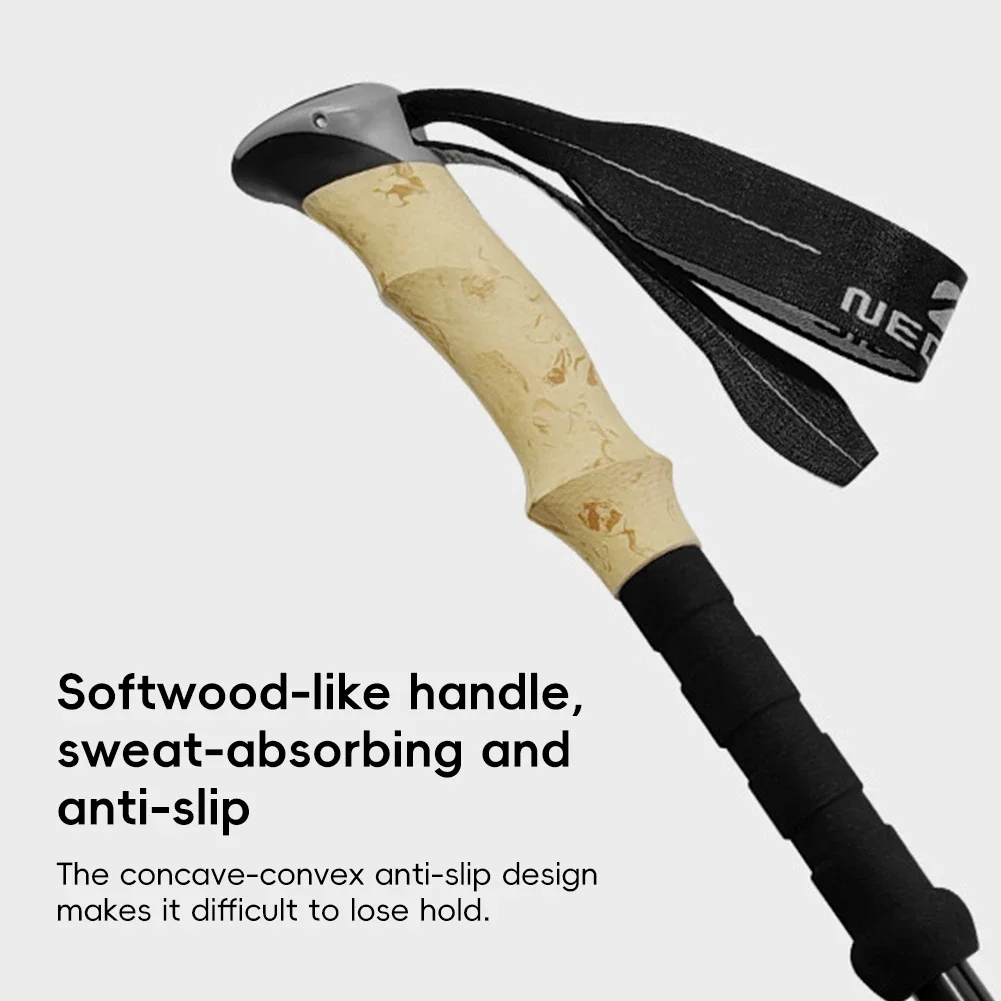 1Pc 3-Section Trekking Poles Walking Sticks Alpenstock Telescopic Ultralight Premium Adjustable with Quick Lock Hiking Cane