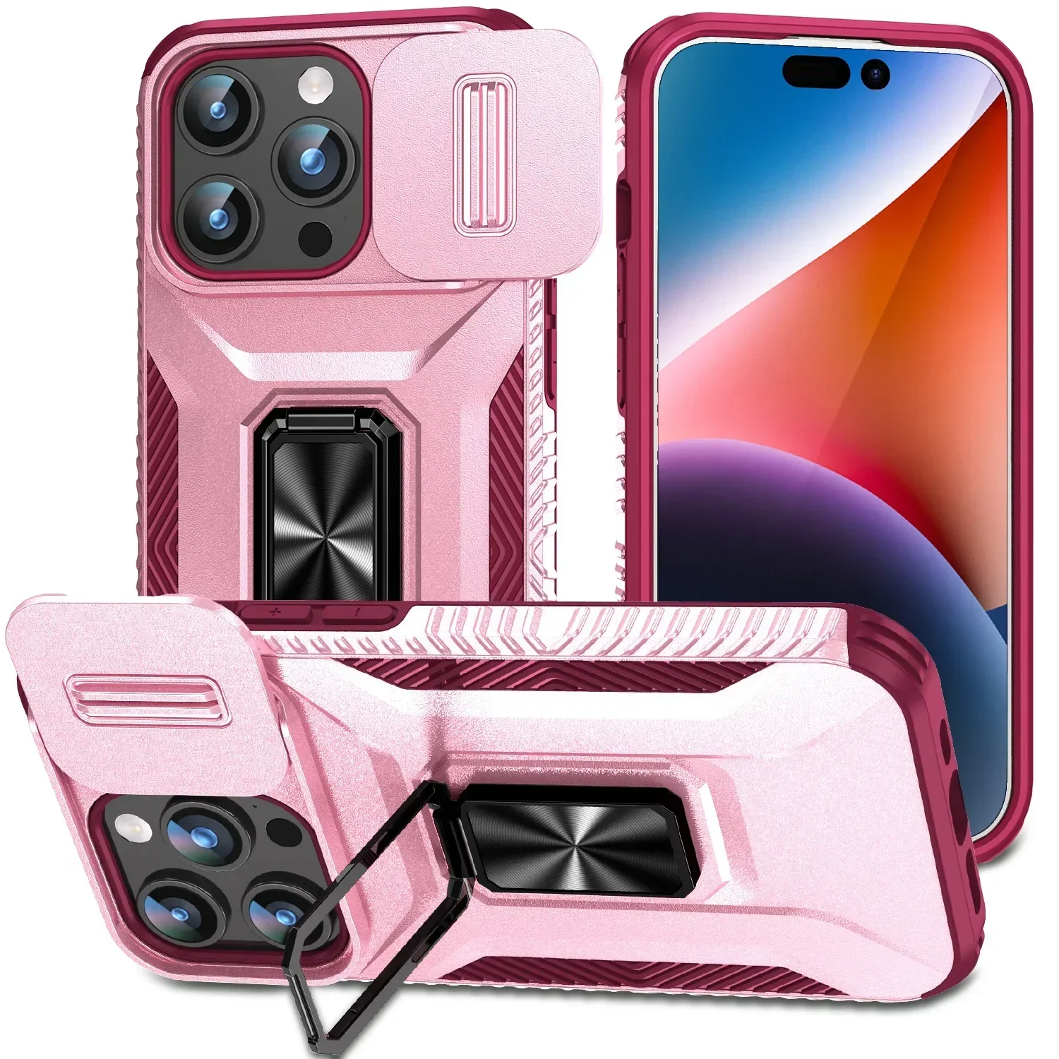 Military Grade Magnetic Shockproof Armor Phone Case with Slide Camera Cover