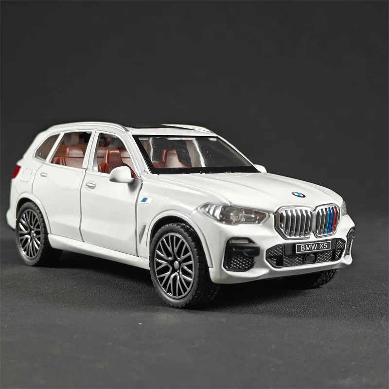 1:32 BMW X5 SUV 합금 오프로드 디캐스트 모델 시뮬레이션 사운드 라이트 장난감 세련된 장식 장식 생일 선물 친구