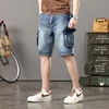 Summer new elastic American retro multi -pocket tools for denim shorts, men's pants pants loose, large size three -color 5