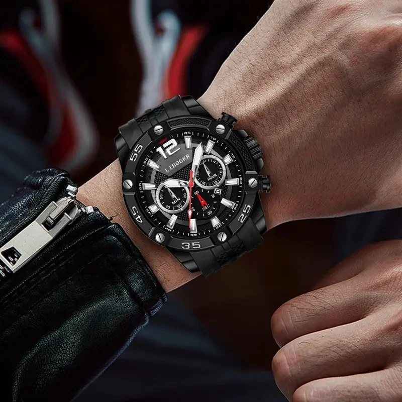 1pcs Men's Watch Sport Business Calendar Watches Fashion Casual Silicone Quartz Watch Men's Gift (Box Not Included)