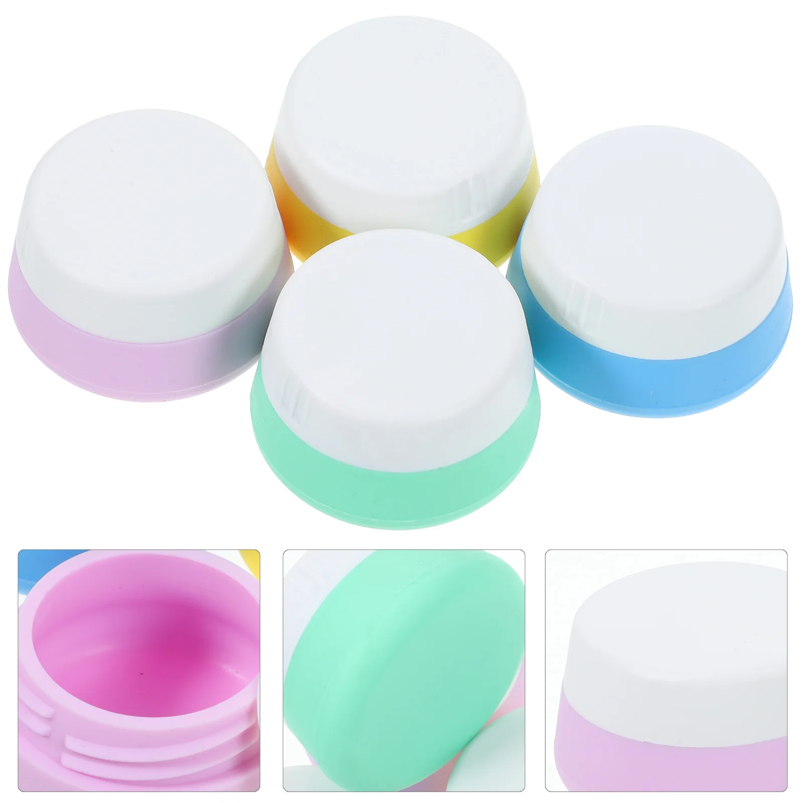 

4 Pcs Mini Silicone Face Cream Refillable Travel Bottle 4pcs Lotion Jars Bottled Size Containers Silica Gel