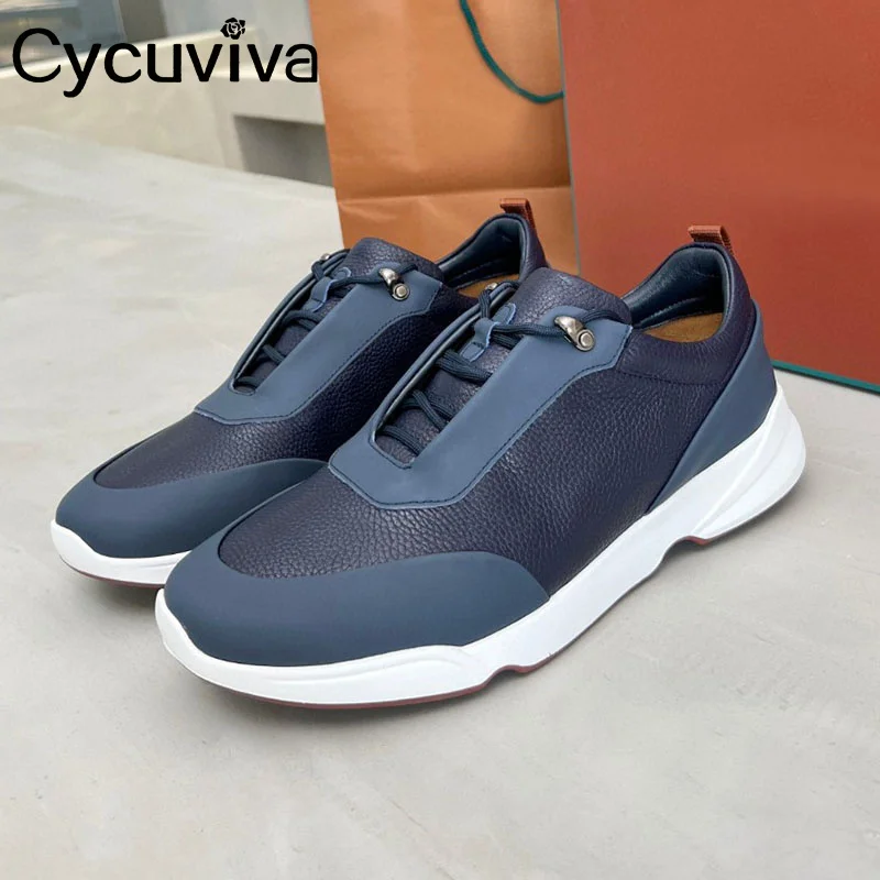 

Thik Sole Leather Flat Casual Shoes Male Summer Walk Sneakers Lace Up Platfrom Daady Shoes Men Botas Mujer