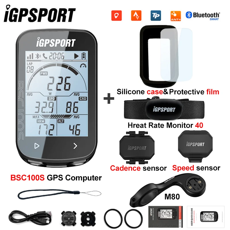 iGPSPORT BSC100S Compteur Velo sans Fil, Écran 2,6'' à Rétroéclairage Auto 40 Données Sportives 40H d'Autonomie Capteur Ant /Bluetooth, IPX7 Étanche Compteur Velo GPS Ordinateur de Vélo GPS Velo