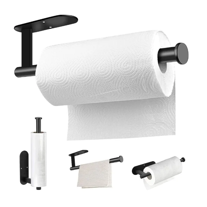 Adhesive Toilet Paper Holder Stainless Steel Wall Mount Kitchen Roll Towel Rack Napkin Dispenser Absorbent Stand Tissue Hanger