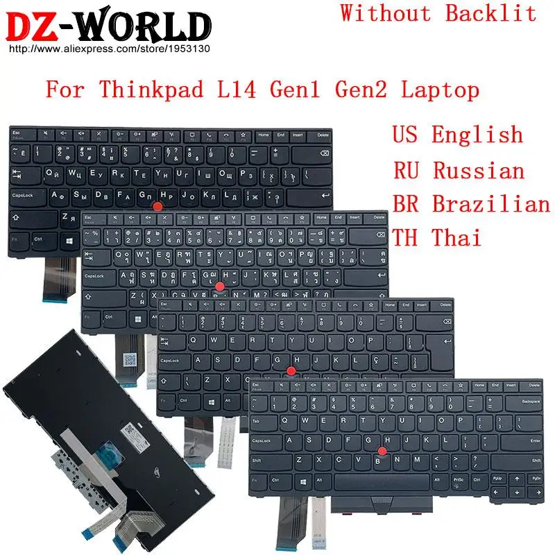 Teclado Portátil para Lenovo Thinkpad L14 Gen1 Gen2 g1 g2 us Inglês br Brasileiro ru Russo th Tailandês 5n20w67688 5n20w67656