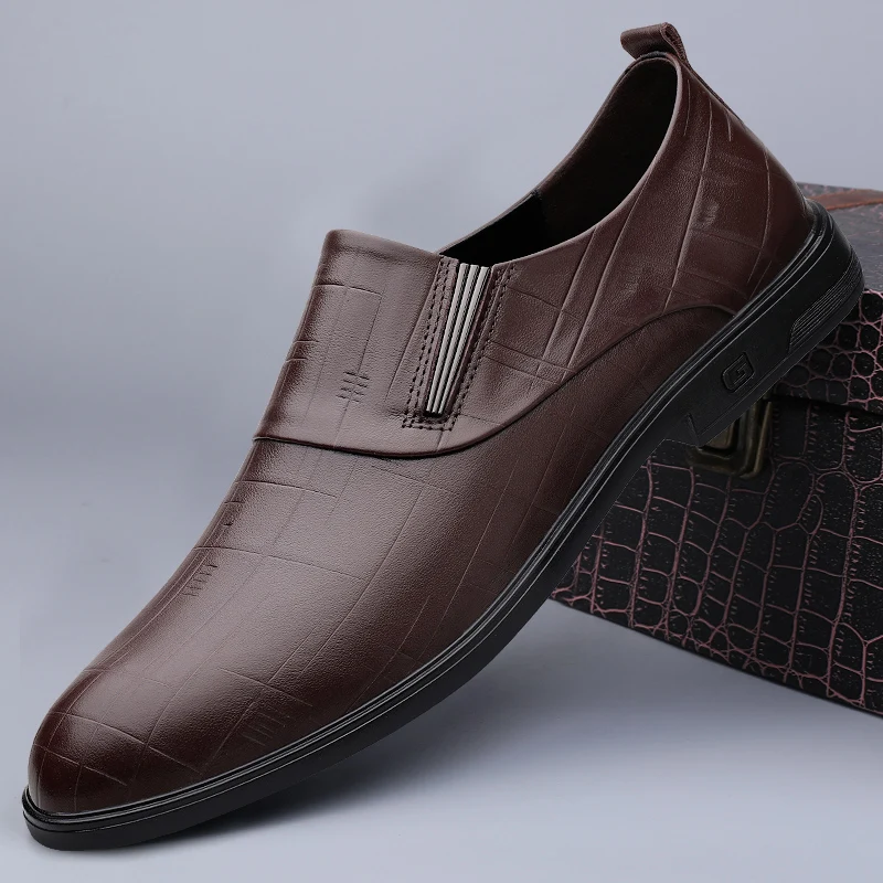 Genuine Leather Men Formal Dress Footwear Fashion Pointed Toe Men Business Casual Shoes High Quality Male Oxfords Shoes Sneakers