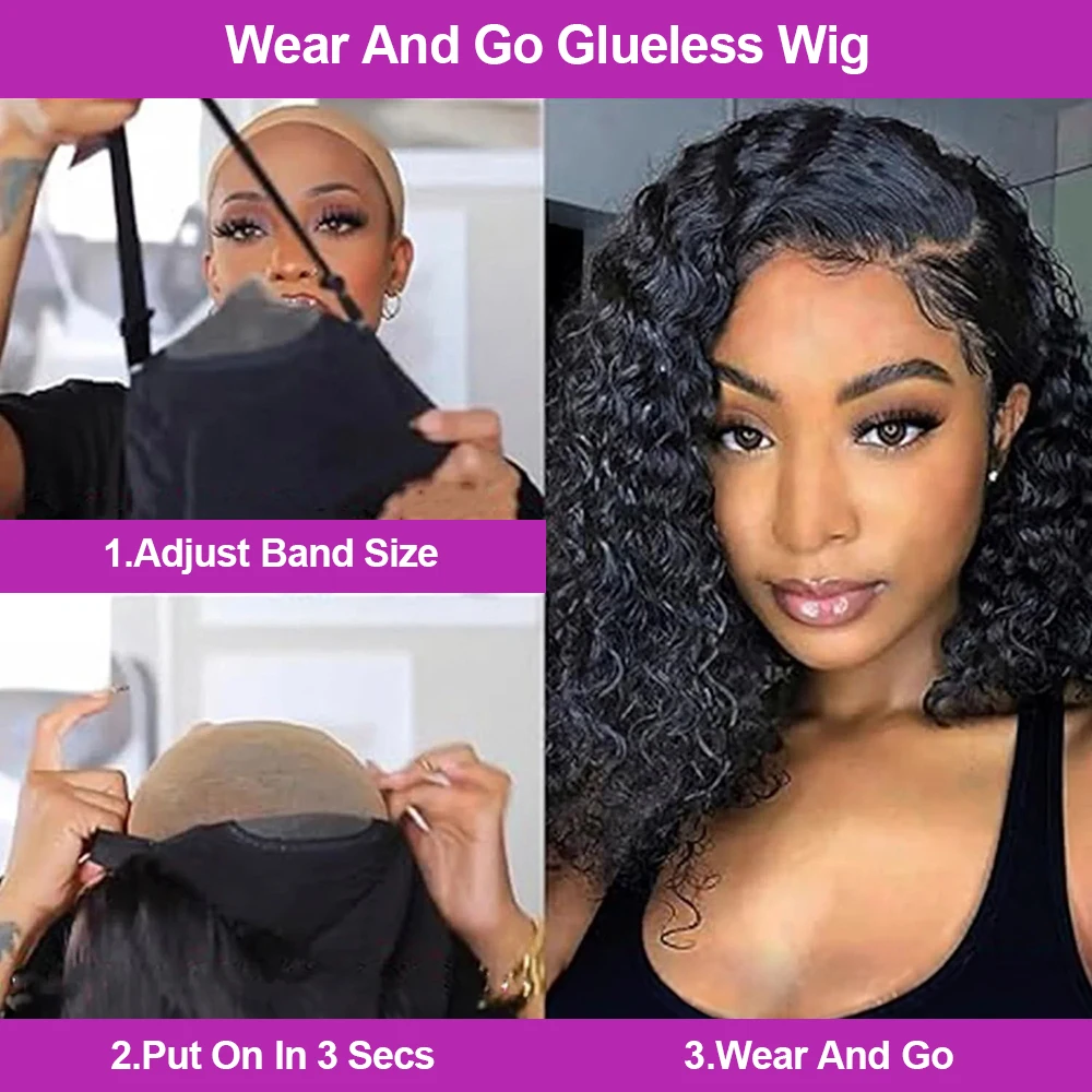 Brazilian Water Curly Lace Front Wig Short Bob Glueless Wigs Human Hair Deep Wave 13X6 Hd Lace Frontal Wig For Women 250 Density 4