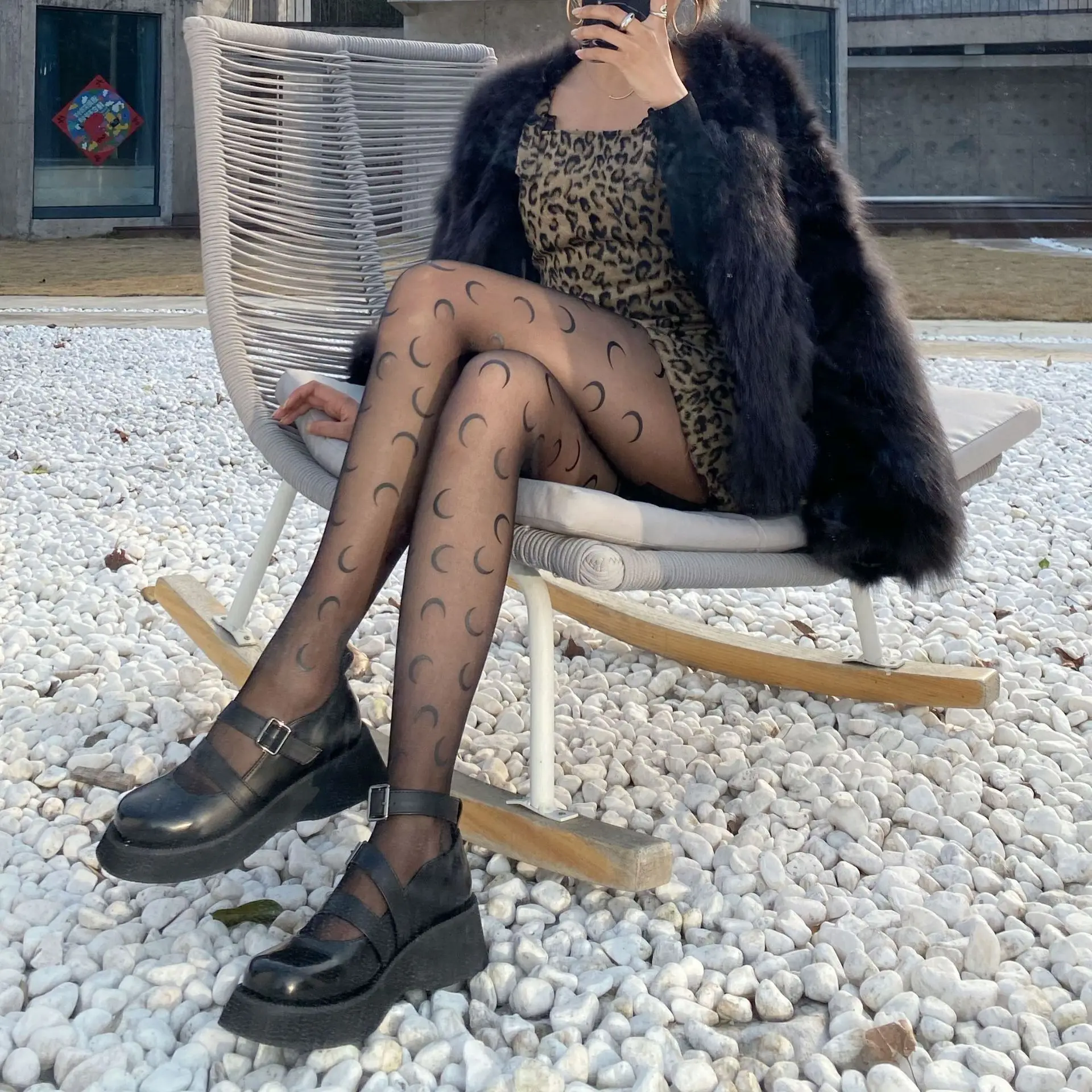 

Anime Moon Silk Stockings Cosplay Costumes Accessorie All Match Sexy Fishnet Tights Fashion Black White Lolita Socks