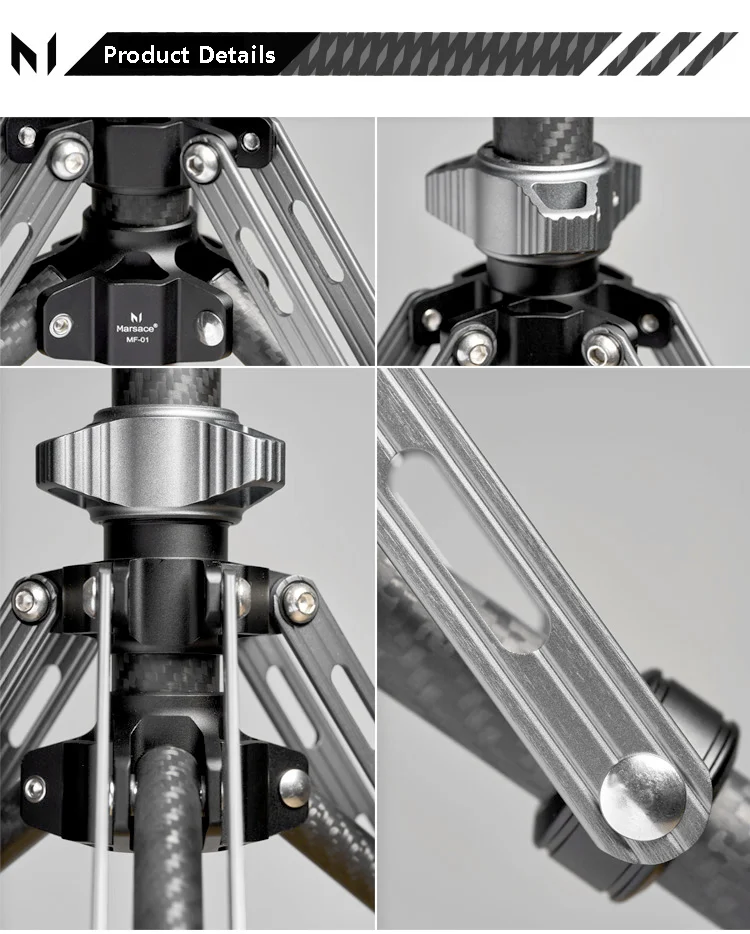 Marsace MF-01 Carbon Fiber Light Stand - Extends To 194cm, Detachable Monopod, 16mm/1/4" Screw Top