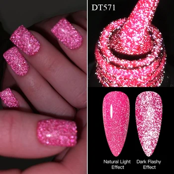 7ml Fluorescent Reflective Glitter Gel Nail Polish Super Flash Sparkling Glitter Disco Semi Permanent Soak Off UV Gel Varnish