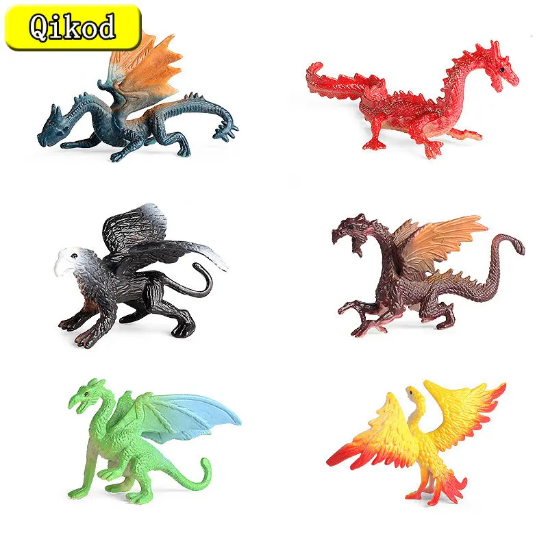 

Children's Simulation Solid Dinosaur Model Toys Mythology Legend Dragon Warcraft Mini Magic Dragon Phoenix Set Decoration Gifts