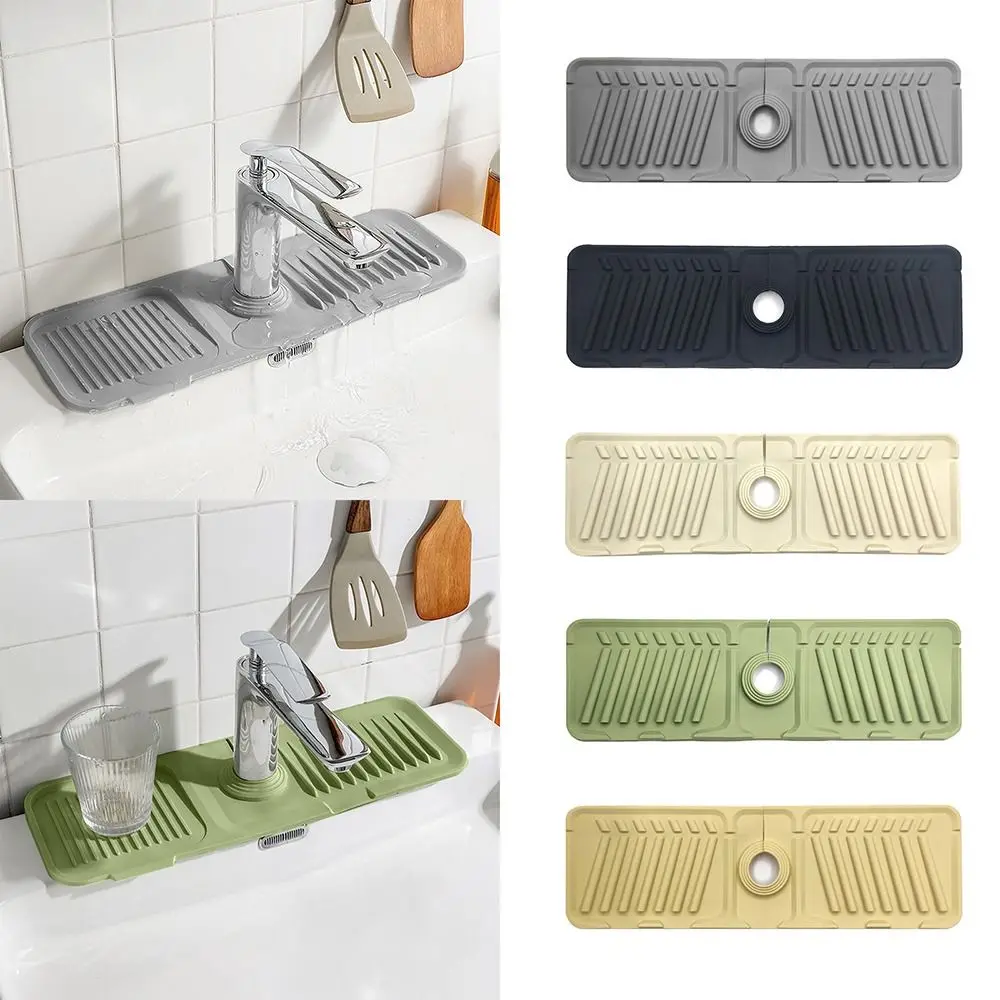 Heightened Slope Faucet Drain Pad New Silicone Anti-splash Sink Splash Mat Thicken Anti-slip Pool Soap Pad Kitchen