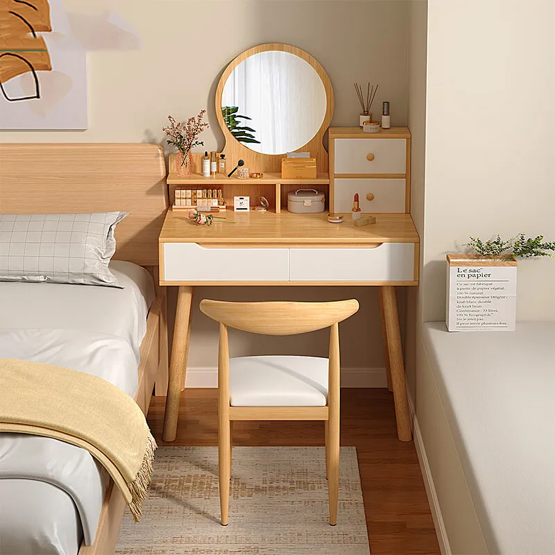 

Small Salon Storage Vanity Bedroom Women White Luxury Multifunctional Standing Dressers Drawer Modern Penteadeira Furniture HY