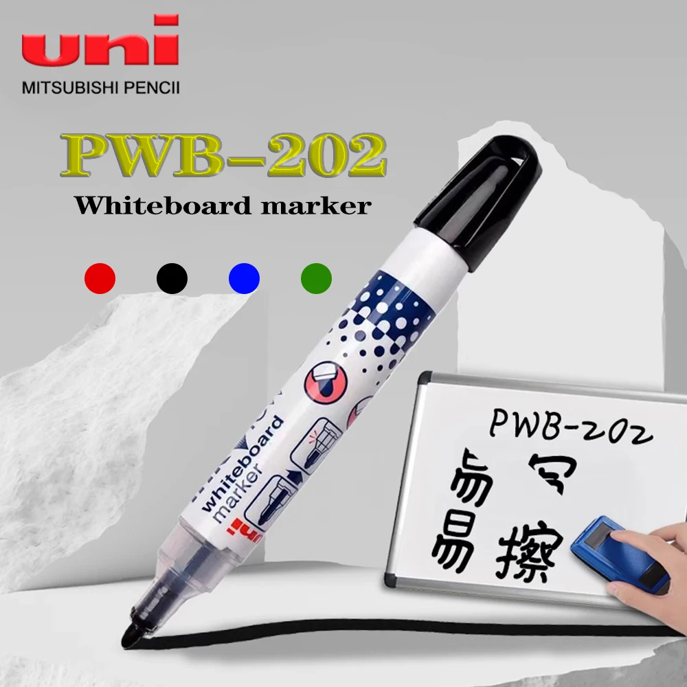 1PC 일본 UNI 지울 수있는 화이트 보드 펜 PWB-202 대용량 비주얼 창 교실 컬러 마커 편지지 학교 용품