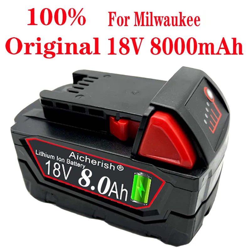 

For Milwaukee 8000Mah 48-11-1815 M18B2 L50 HD18 Electric Drill Wrench Angle Grinder Replacement Battery 18V 8Ah Charger Set