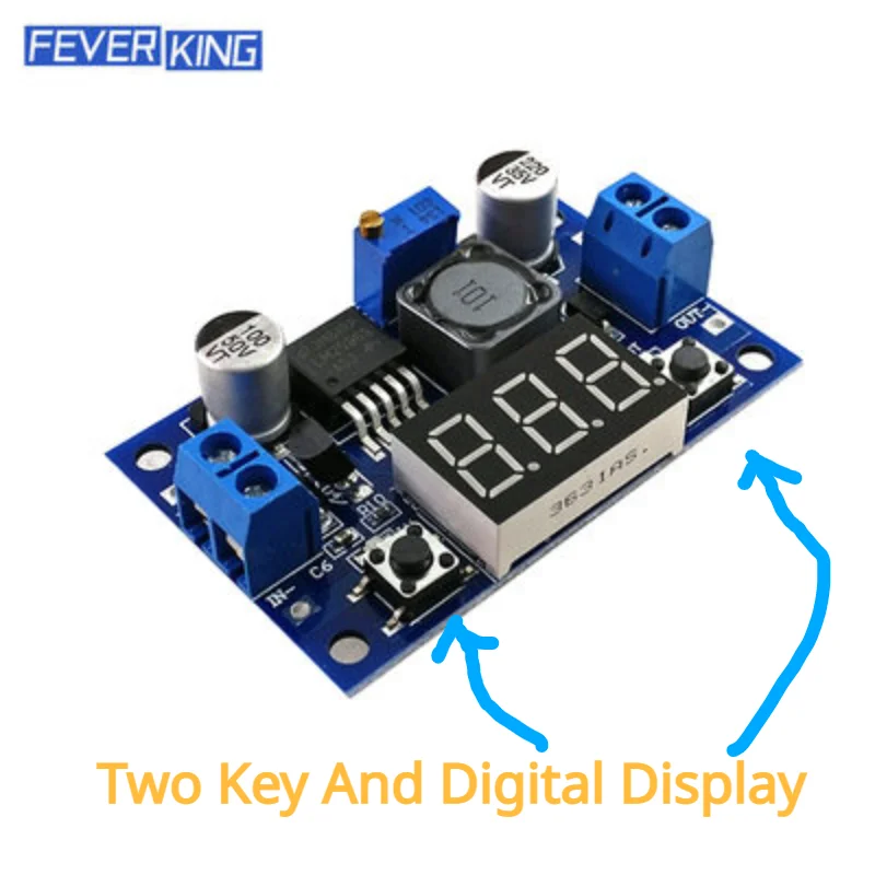 

Регулируемый понижающий модуль питания LM2596 DC-DC 4,5-40 В, высококачественный Двухкнопочный цифровой дисплей