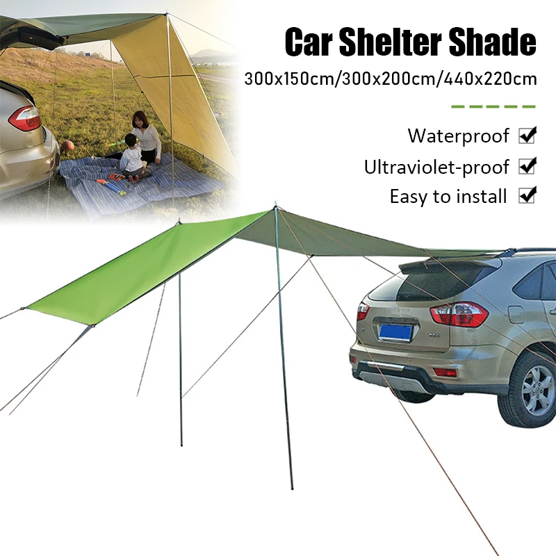 

440x200cm Camping Tent Family Automobile SUV Side Roof Top Sun Shelter Car Truck Sunshade Canopy Anti-UV Waterproof Rainproof