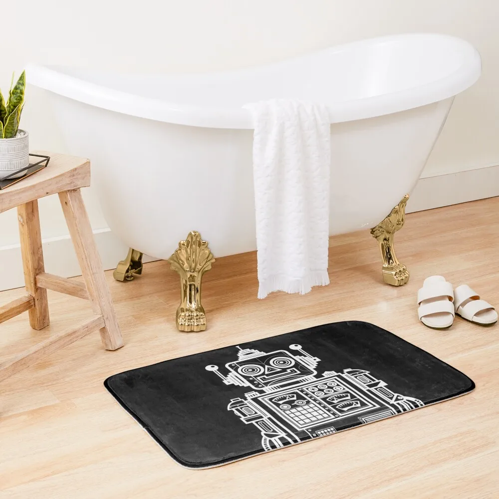 

Vintage Toy Robot V2 Bath Mat Carpet In The Living Room Toilet Rug Absorbent Rug Rug Bathroom Mat