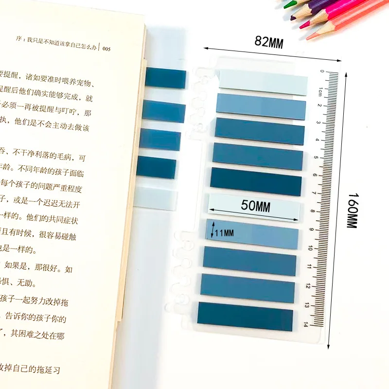 200 Blatt/Stück Transparente Index-Notizblätter Büro- und Schulbedarf Schreibwaren Haftnotizen Fluoreszierende Aufkleberstreifen – Detail 1