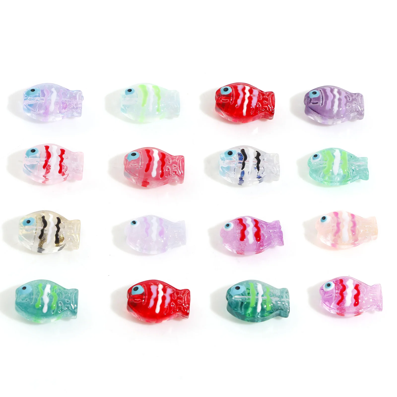 

5 PCs Lampwork Glass Ocean Jewelry Beads For Jewelry Making Fish Animal Multicolor Enamel Beads Bracelet DIY About 14mm x 10mm